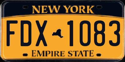 NY license plate FDX1083