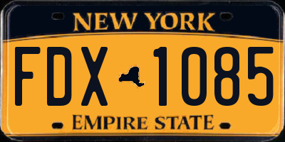 NY license plate FDX1085