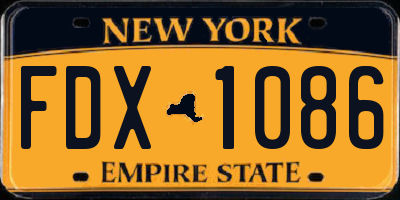 NY license plate FDX1086