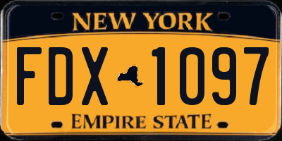 NY license plate FDX1097