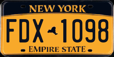 NY license plate FDX1098