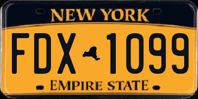 NY license plate FDX1099