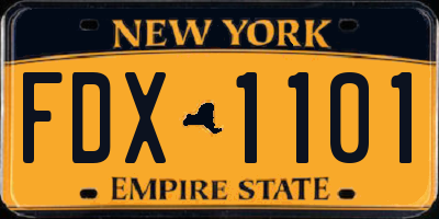 NY license plate FDX1101