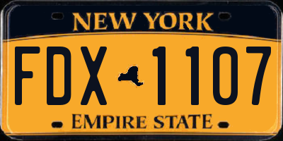 NY license plate FDX1107