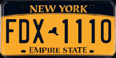 NY license plate FDX1110