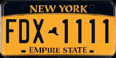 NY license plate FDX1111