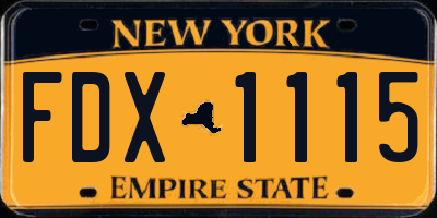 NY license plate FDX1115
