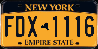 NY license plate FDX1116