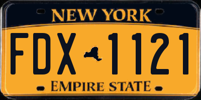 NY license plate FDX1121