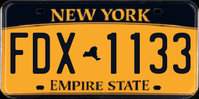 NY license plate FDX1133