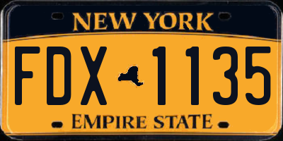 NY license plate FDX1135
