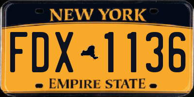 NY license plate FDX1136