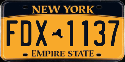 NY license plate FDX1137