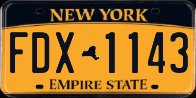 NY license plate FDX1143