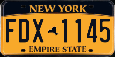 NY license plate FDX1145