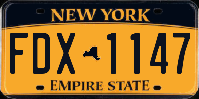 NY license plate FDX1147