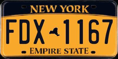NY license plate FDX1167