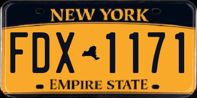 NY license plate FDX1171