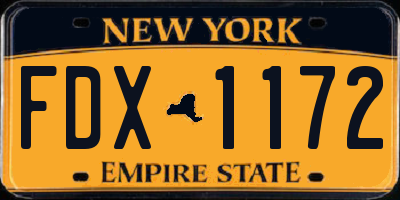 NY license plate FDX1172