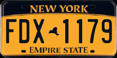 NY license plate FDX1179