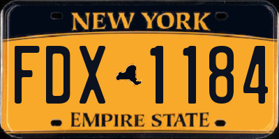 NY license plate FDX1184