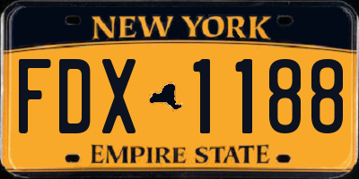 NY license plate FDX1188