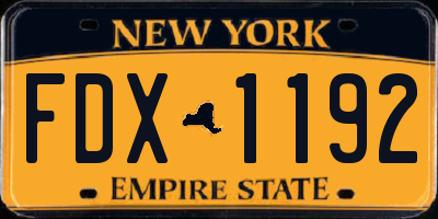NY license plate FDX1192