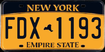NY license plate FDX1193