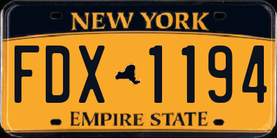 NY license plate FDX1194