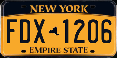 NY license plate FDX1206