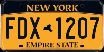 NY license plate FDX1207