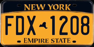 NY license plate FDX1208