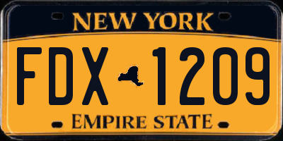 NY license plate FDX1209