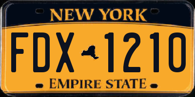 NY license plate FDX1210