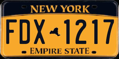 NY license plate FDX1217