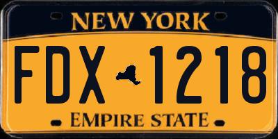 NY license plate FDX1218
