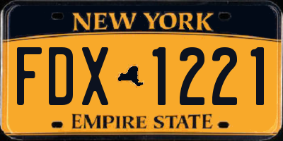 NY license plate FDX1221
