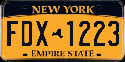 NY license plate FDX1223