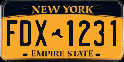 NY license plate FDX1231