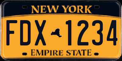 NY license plate FDX1234