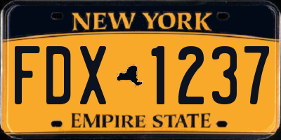 NY license plate FDX1237