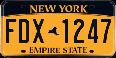 NY license plate FDX1247
