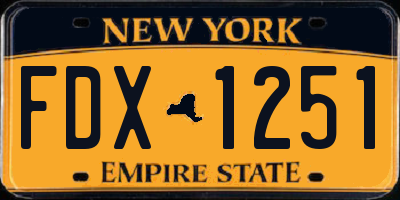 NY license plate FDX1251