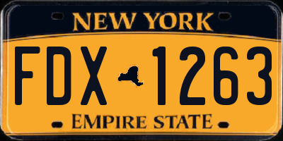 NY license plate FDX1263