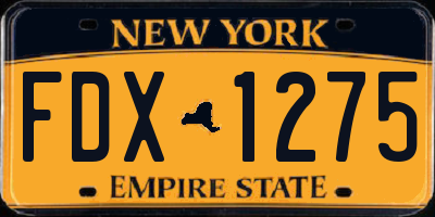 NY license plate FDX1275