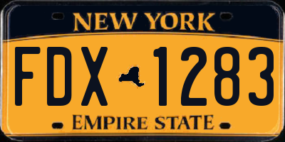 NY license plate FDX1283