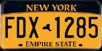 NY license plate FDX1285