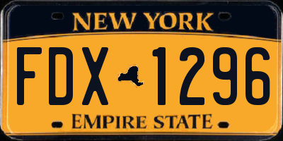 NY license plate FDX1296