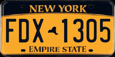 NY license plate FDX1305