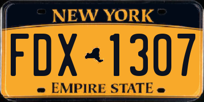 NY license plate FDX1307